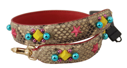 Beige Python Leather Crystals Shoulder Strap Dolce & Gabbana