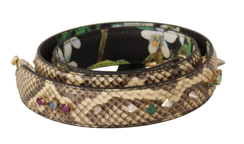 Beige Exotic Leather Crystals Reversible Shoulder Strap Dolce & Gabbana