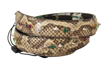 Beige Exotic Leather Crystals Reversible Shoulder Strap Dolce & Gabbana