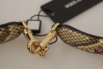 Beige Exotic Leather Crystals Reversible Shoulder Strap Dolce & Gabbana