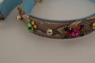 Brown Exotic Leather Crystals Shoulder Strap Dolce & Gabbana