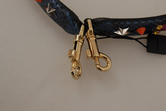 Blue Exotic Leather Crystals Reversible Shoulder Strap Dolce & Gabbana