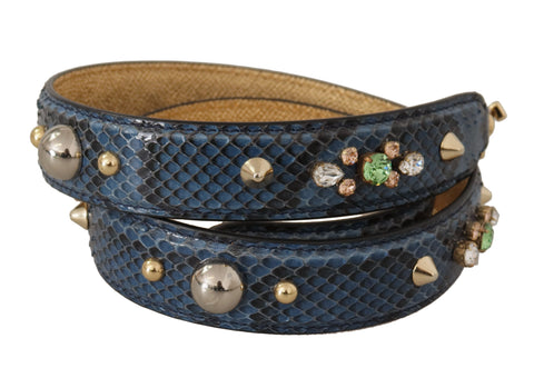 Blue Exotic Leather Crystals Shoulder Strap Dolce & Gabbana