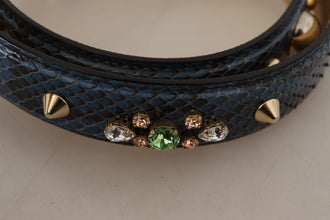 Blue Exotic Leather Crystals Shoulder Strap Dolce & Gabbana