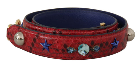 Red Exotic Leather Crystals Shoulder Strap Dolce & Gabbana