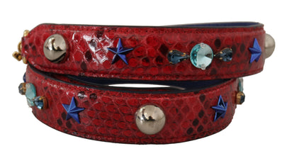 Red Exotic Leather Crystals Shoulder Strap Dolce & Gabbana