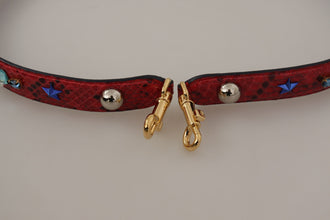 Red Exotic Leather Crystals Shoulder Strap Dolce & Gabbana