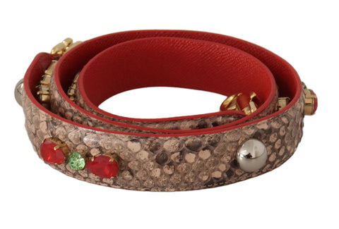 Brown Python Leather Crystals Shoulder Strap Dolce & Gabbana