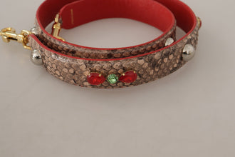 Brown Python Leather Crystals Shoulder Strap Dolce & Gabbana