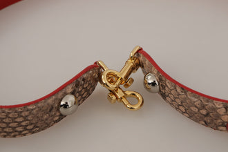 Brown Python Leather Crystals Shoulder Strap Dolce & Gabbana