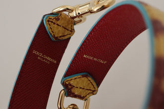 Yellow Red Leather Gold Tone Shoulder Strap Dolce & Gabbana