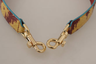 Yellow Red Leather Gold Tone Shoulder Strap Dolce & Gabbana