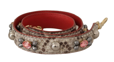 Beige Exotic Leather Studded Shoulder Strap Dolce & Gabbana