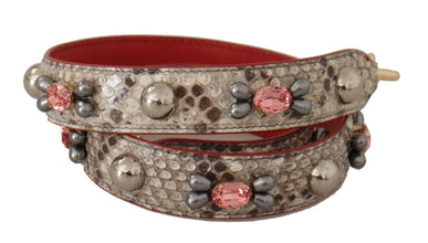 Beige Exotic Leather Studded Shoulder Strap Dolce & Gabbana