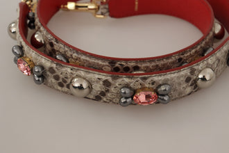 Beige Exotic Leather Studded Shoulder Strap Dolce & Gabbana