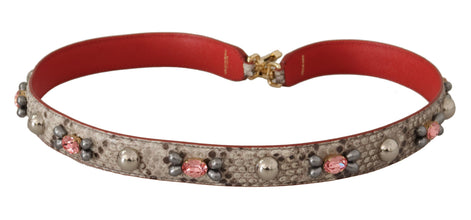 Beige Exotic Leather Studded Shoulder Strap Dolce & Gabbana