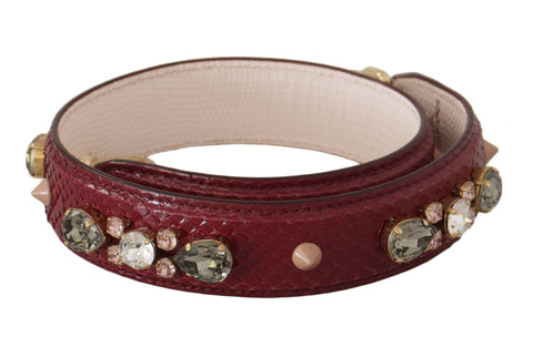 Bordeaux Leather Crystals Bag Shoulder Strap Dolce & Gabbana