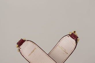 Bordeaux Leather Crystals Bag Shoulder Strap Dolce & Gabbana