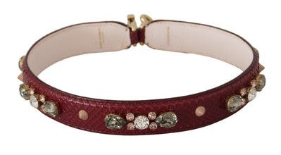 Bordeaux Leather Crystals Bag Shoulder Strap Dolce & Gabbana