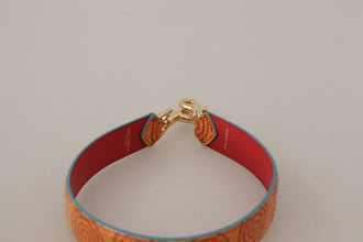 Orange Leather Swirl Print Bag Shoulder Strap Dolce & Gabbana