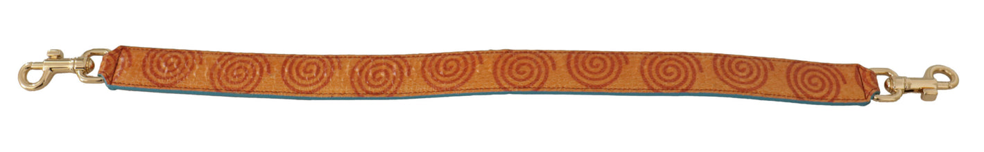Orange Leather Swirl Print Bag Shoulder Strap Dolce & Gabbana