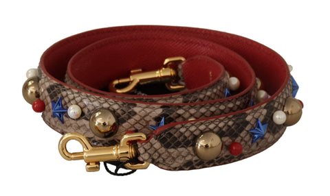 Brown Python Leather Studded Shoulder Strap Dolce & Gabbana