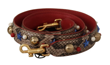 Brown Python Leather Studded Shoulder Strap Dolce & Gabbana