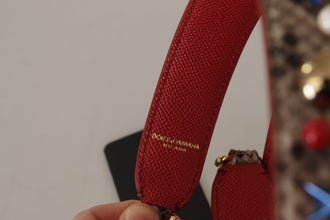 Brown Python Leather Studded Shoulder Strap Dolce & Gabbana