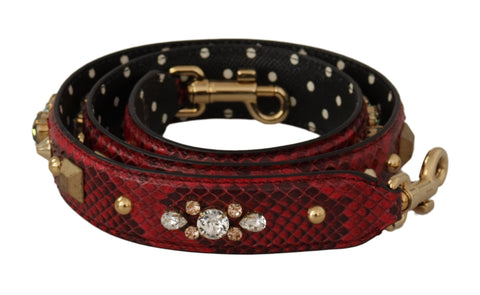 Red Python Leather Crystals Reversible Shoulder Strap Dolce & Gabbana