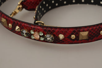 Red Python Leather Crystals Reversible Shoulder Strap Dolce & Gabbana