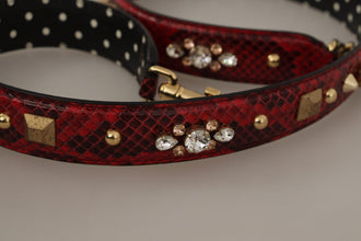 Red Python Leather Crystals Reversible Shoulder Strap Dolce & Gabbana