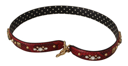 Red Python Leather Crystals Reversible Shoulder Strap Dolce & Gabbana