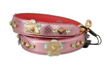 Metallic Pink Leather Studded Shoulder Strap Dolce & Gabbana