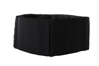 Black Silk Brass Crystal Embellished Waist Belt Dolce & Gabbana