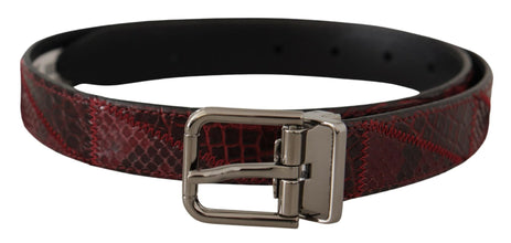 Red Exotic Leather Metal Logo Buckle Belt Dolce & Gabbana