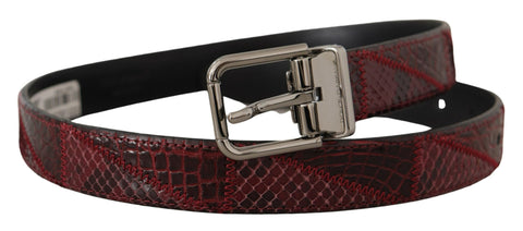 Red Exotic Leather Metal Logo Buckle Belt Dolce & Gabbana