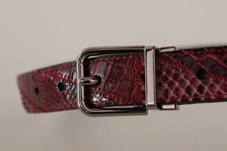 Red Exotic Leather Metal Logo Buckle Belt Dolce & Gabbana
