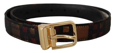 Multicolor Leather Jacquard Gold Metal Buckle Belt Dolce & Gabbana