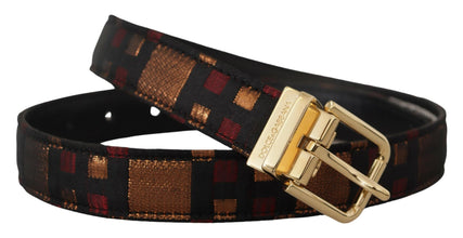 Multicolor Leather Jacquard Gold Metal Buckle Belt Dolce & Gabbana