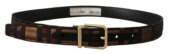 Multicolor Leather Jacquard Gold Metal Buckle Belt Dolce & Gabbana