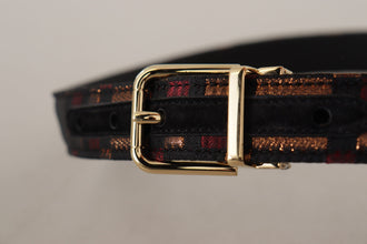 Multicolor Leather Jacquard Gold Metal Buckle Belt Dolce & Gabbana