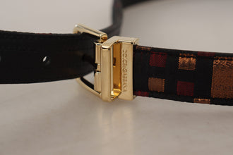 Multicolor Leather Jacquard Gold Metal Buckle Belt Dolce & Gabbana