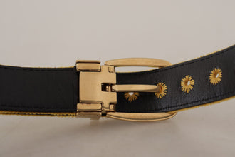 Mustard Velvet Gold Logo Engraved Metal Buckle Belt Dolce & Gabbana