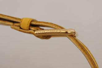 Yellow Velvet Gold Metal Logo Engraved Buckle Belt Dolce & Gabbana