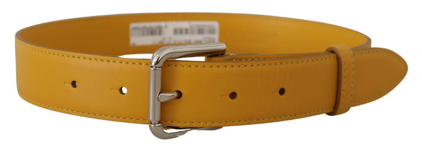 Yellow Leather Silver Tone Logo Metal Buckle Belt Dolce & Gabbana