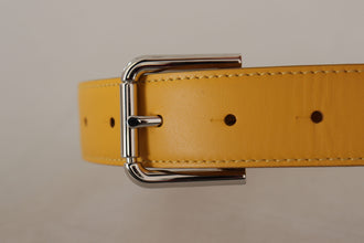 Yellow Leather Silver Tone Logo Metal Buckle Belt Dolce & Gabbana