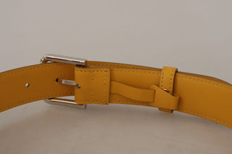 Yellow Leather Silver Tone Logo Metal Buckle Belt Dolce & Gabbana