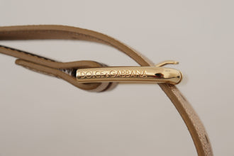 Rose Gold Leather Metallic Tone Metal Buckle Belt Dolce & Gabbana