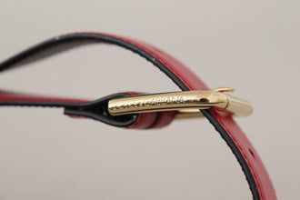 Red Calf Leather Gold Tone Logo Metal Buckle Belt Dolce & Gabbana