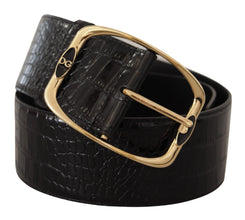 Black Crocodile Print Gold Metal DG Logo Buckle Belt Dolce & Gabbana